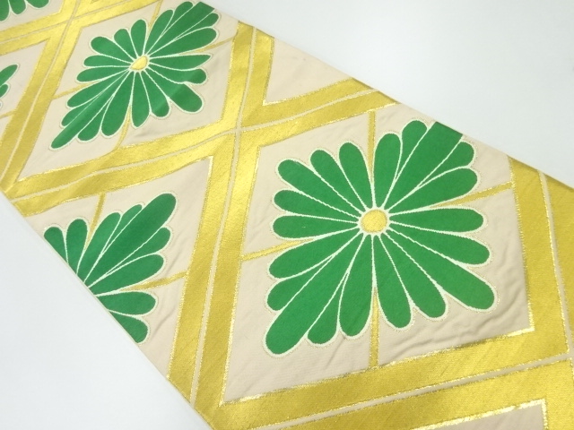 アンティーク　襷に花模様織出し袋帯（材料）